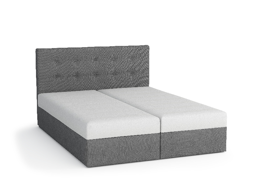 Kontinentální postel 180x200 cm Mimosa (melírovaná světle šedá + tmavě šedá) (s roštem a matrací)