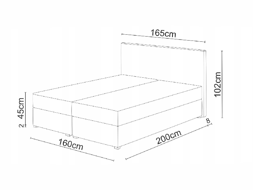 Kontinentální postel 160x200 cm Mimosa (melírovaná šedá + bílá) (s roštem a matrací)