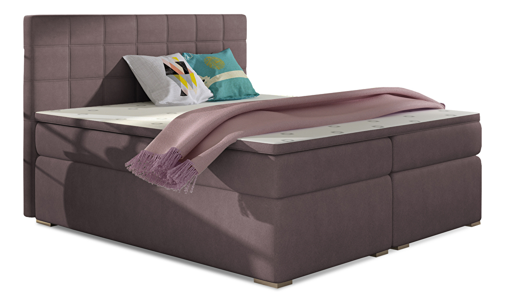 Kontinentální postel 180 cm Abbie (růžová) (s matracemi)