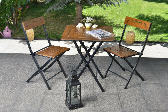 Sada zahradního stolu a židlí (3 kusy) Bonita (ořech + černá)