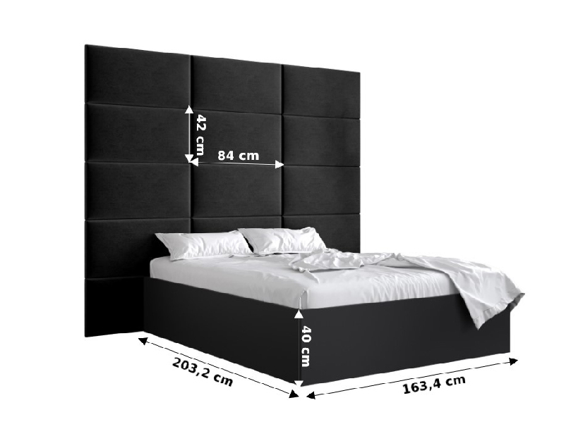 Manželská postel s čalouněným čelem 160 cm Brittany 1 (bílá matná + černá) (s roštem)