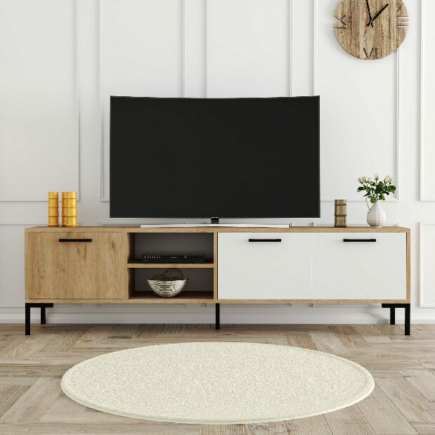 TV stolek/skříňka Aura RTV (Dub + Bílá)