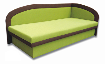 Jednolůžková postel (válenda) 90 cm Melvin (Devon 001 zelená + Devon 009 hnědá) (P)