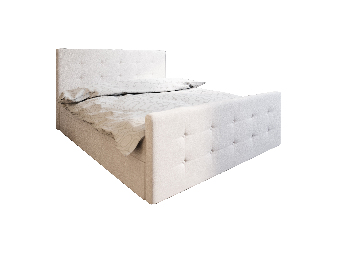 Manželská postel Boxspring 140 cm Milagros Comfort 1 (béžová) (s matrací a úložným prostorem)