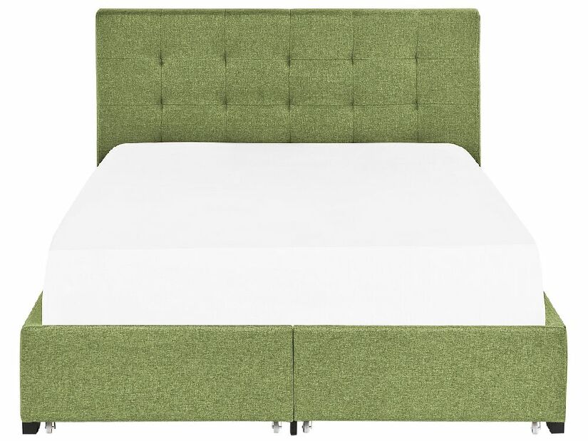Manželská postel 140 cm Rhiannon (zelená) (s roštem a úložným prostorem)