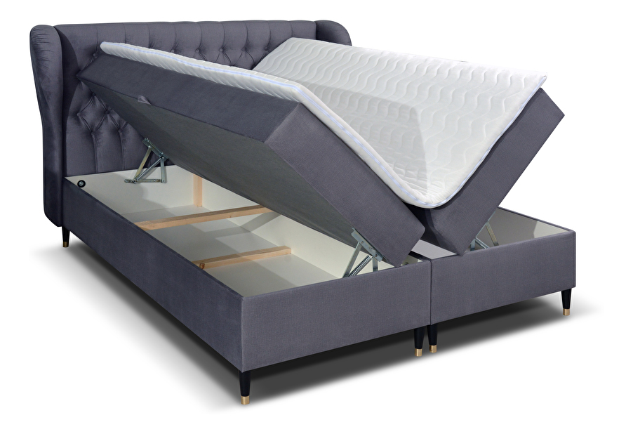 Kontinentální postel 160 cm Ortun (šedá)