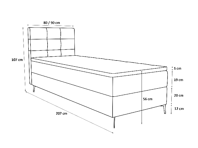 Jednolůžková postel 80 cm Infernus Bonell (lososová) (s roštem, s úl. prostorem)