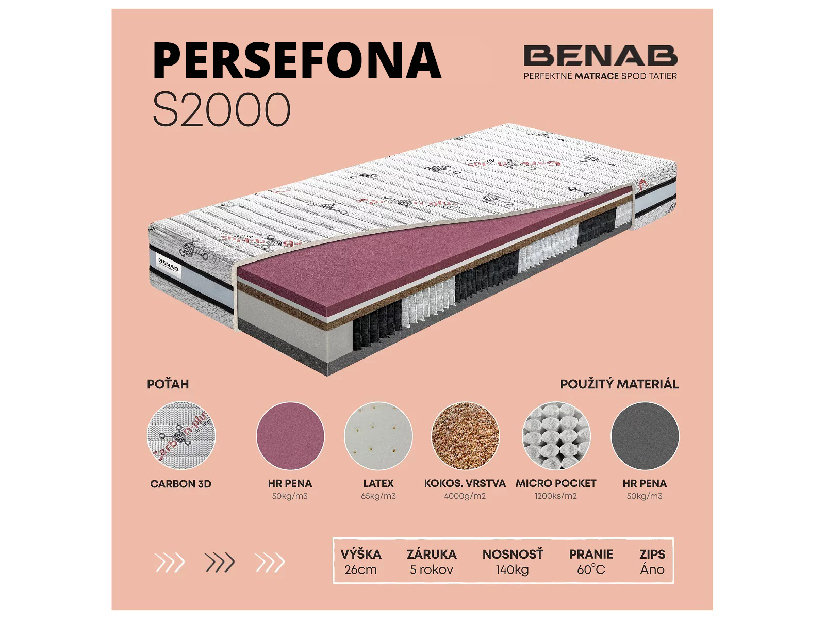 Taštičková matrace Benab Persefona S2000 220x140 cm (T4/T3)