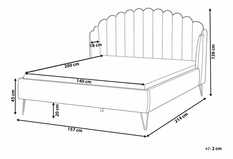 Manželská postel 140 cm Alise (béžová) (s roštem)