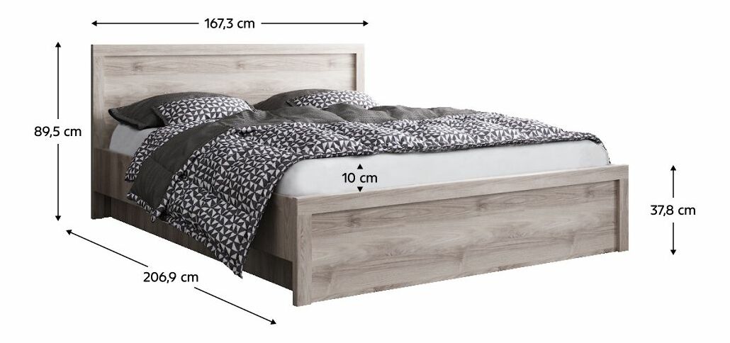 Manželská postel 160 JESS (kaštan nairobi) (s roštem a matrací)