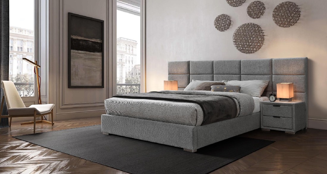Manželská postel 160 cm Lavinto (šedá) (s roštem)