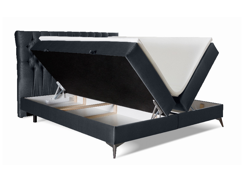 Kontinentální postel 180 cm Molera (černá) (s úložným prostorem)