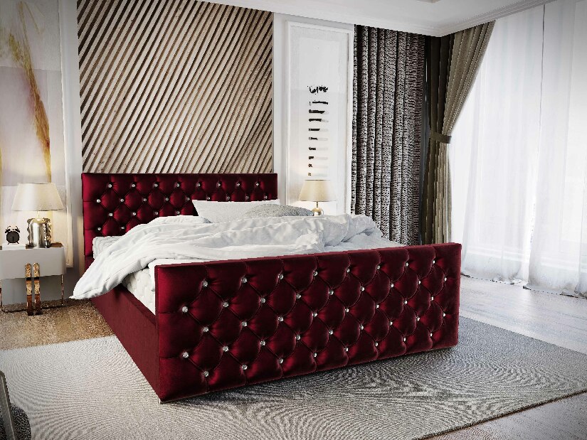 Manželská postel 180 cm Quintin (bordó) (s roštem a úložným prostorem)