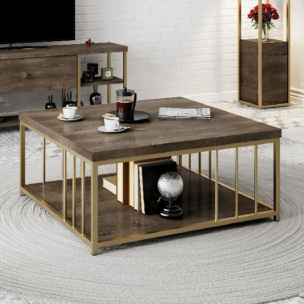 Konferenční stolek Zen (Ořech + Zlatá)