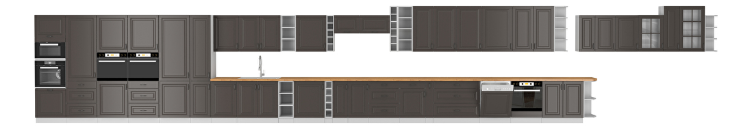 Rohová horní kuchyňská skříňka Sheila GR 58 x 58 GN 72 1F (bílá + grafit)