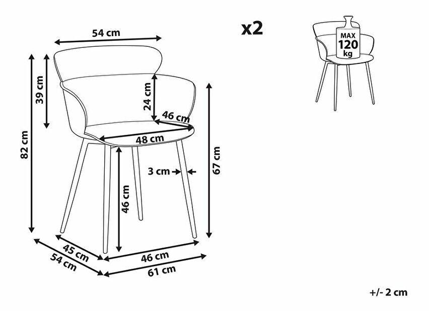 Set 2 ks. jídelních židlí SULLY (černá)