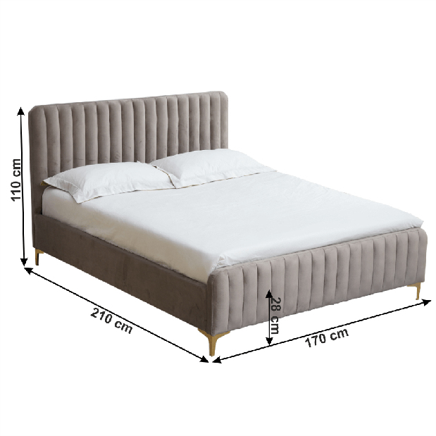 Manželská postel 160 cm Karilla (světle šedá) (s roštem)