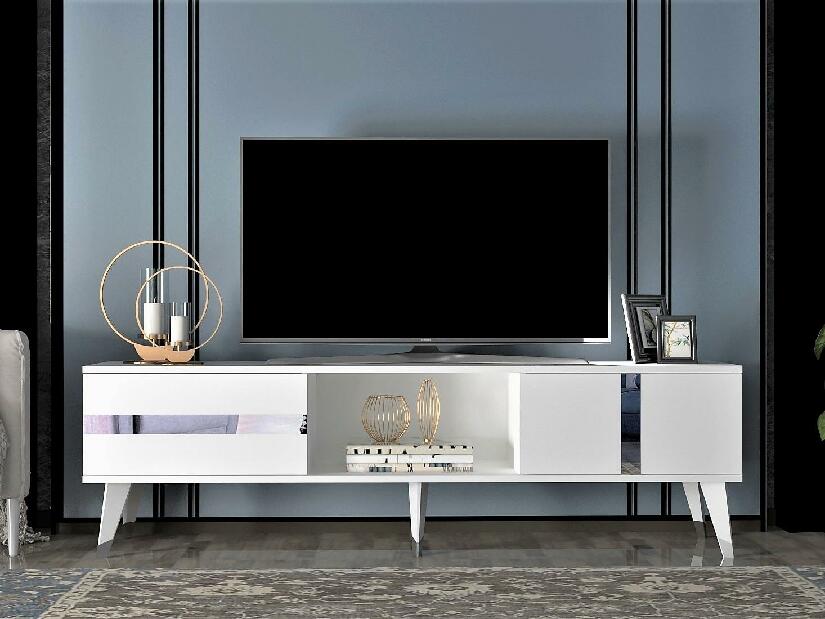  TV stolek/skříňka Vekika 2 (bílá + stříbrná)