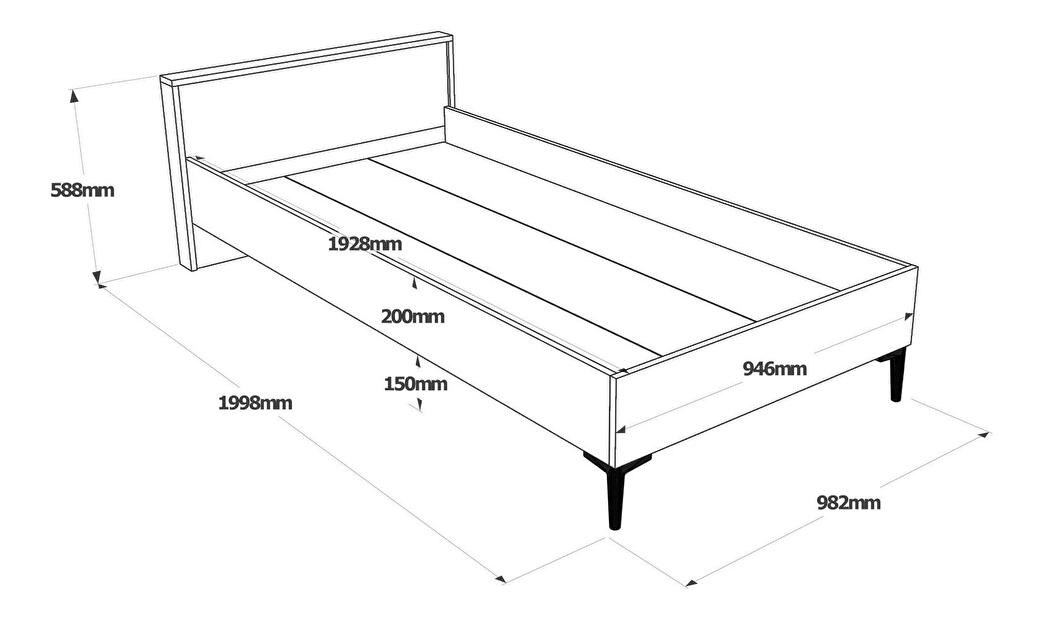 Jednolůžková postel 100 cm Levosi 4 (hnědá + antracit) (s roštem)