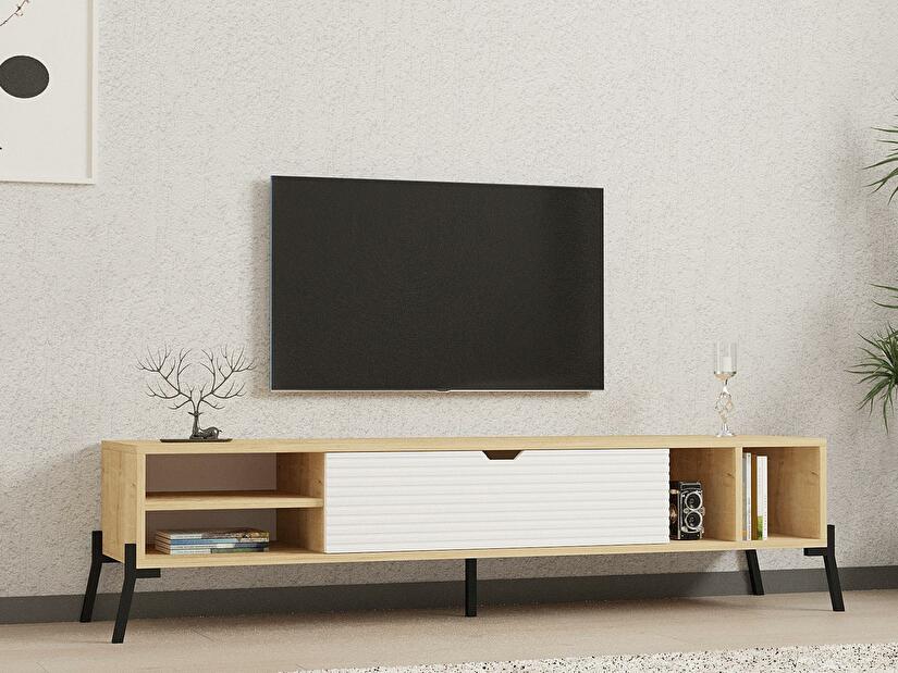  TV stolek/skříňka Nusave (dub safírový + bílá)