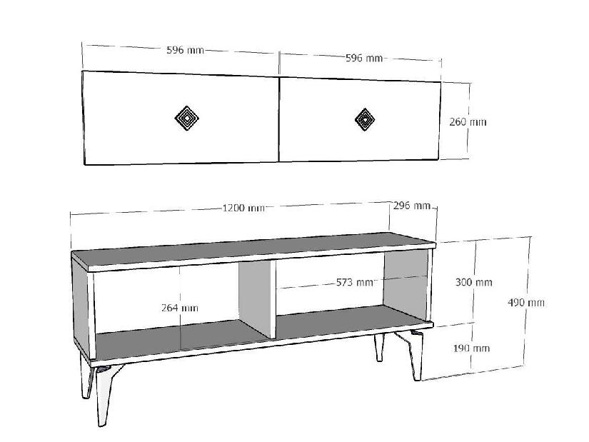  TV stolek/skříňka Mukanu (bílá + zlatá)