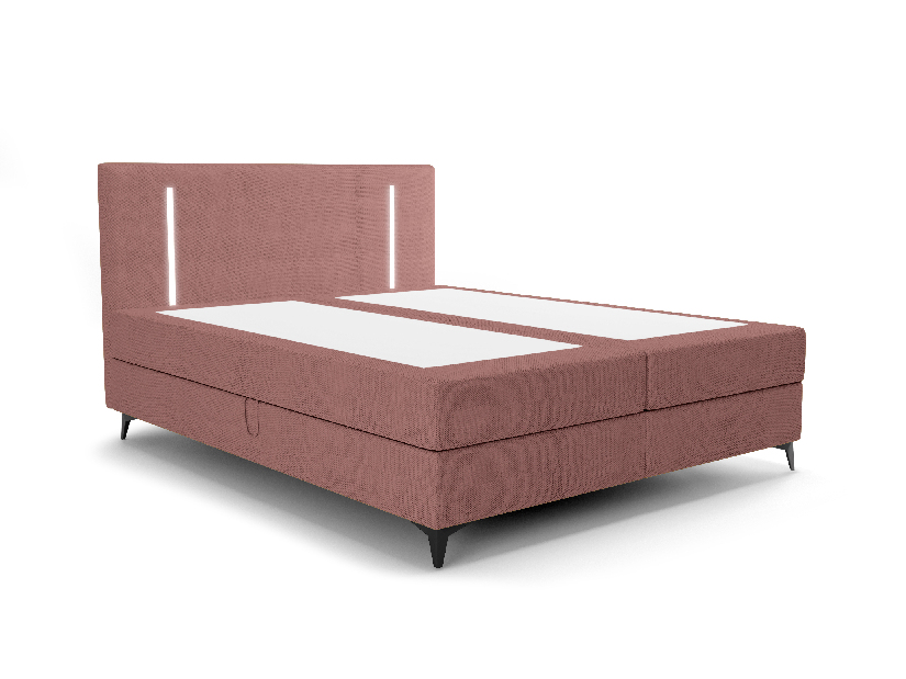 Manželská postel 160 cm Ortega Comfort (terakota) (s roštem a matrací, s úl. prostorem) (s LED osvětlením)