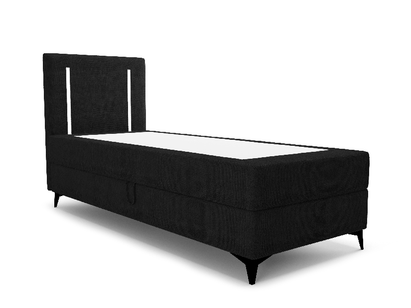 Jednolůžková postel 90 cm Ortega Bonell (černá) (s roštem, bez úl. prostoru) (s LED osvětlením)