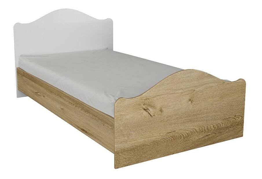 Jednolůžková postel 90 cm Bikavi 2 (dub + bílá) (s roštem)