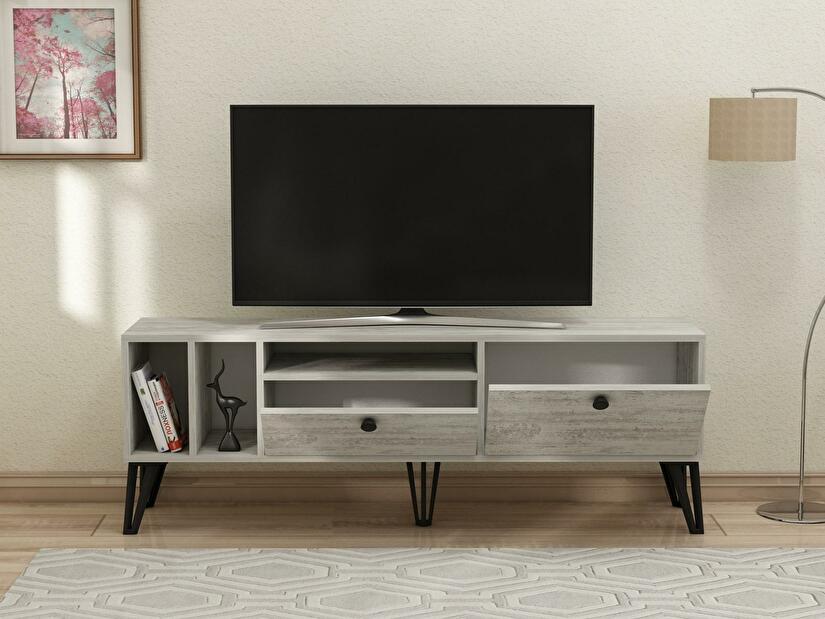  TV stolek/skříňka Dubeki 2 (šedá + bílá)