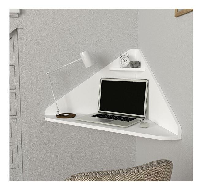  Závěsný rohový PC stolek Puliba (bílá)