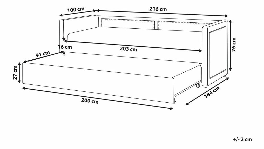 Jednolůžková postel 200 x 90 cm Mimza (šedá)
