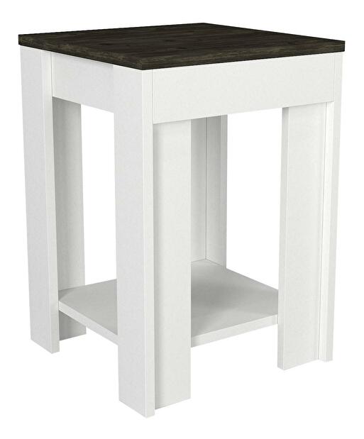  Příruční stolek Nobudi (bílá + tmavě hnědá)