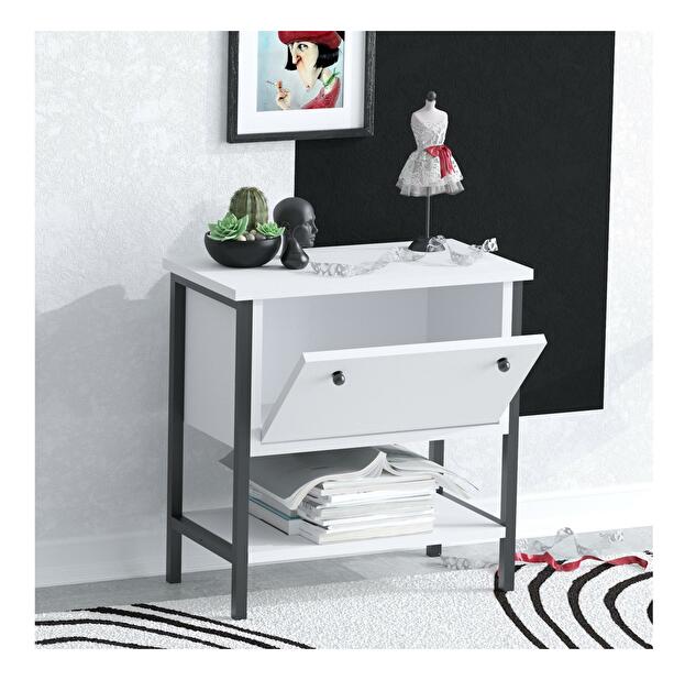 Příruční stolek Demela (bílá + černá)