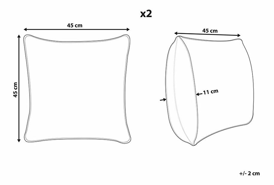 Sada 2 ozdobných polštářů 45 x 45 cm Cup (bílá)