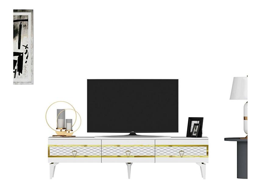  TV stolek/skříňka Vadiki 2 (bílá + zlatá)