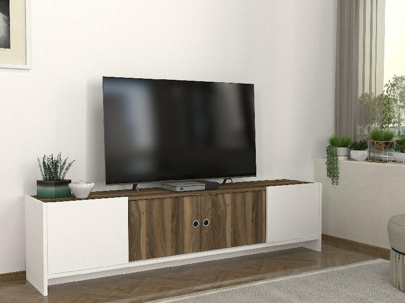  TV stolek/skříňka Pupuma (bílá + ořech)