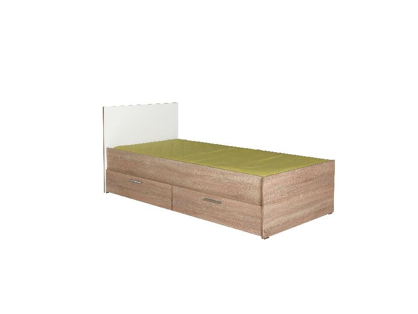 Jednolůžková postel 90 cm Vobima 2 (dub sonoma + bílá) (s roštem) (s úlož. prostorem)