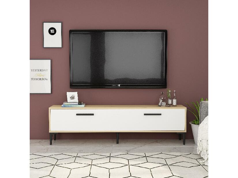  TV stolek/skříňka Vupaki (dub safírový + bílá)