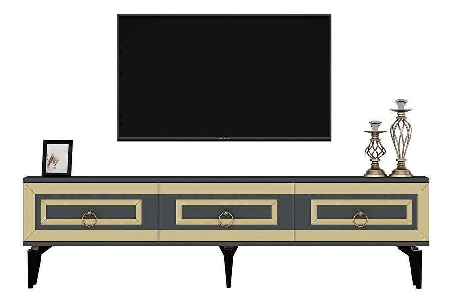  TV stolek/skříňka Pemava 2 (antracit + zlatá)