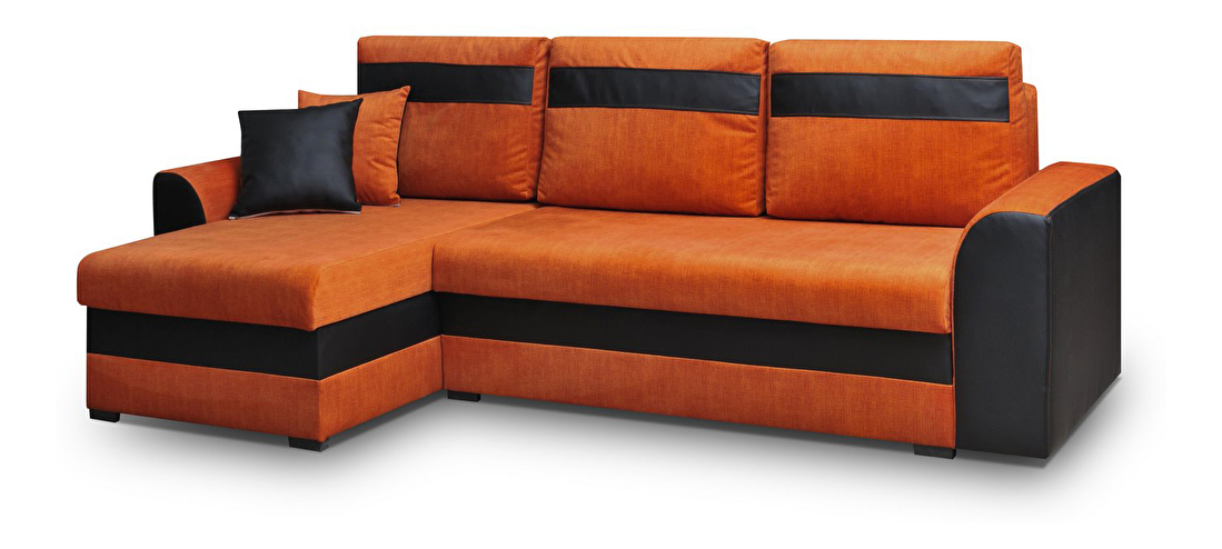 Rohová sedačka Madlyn (oranžová + černá) (L)