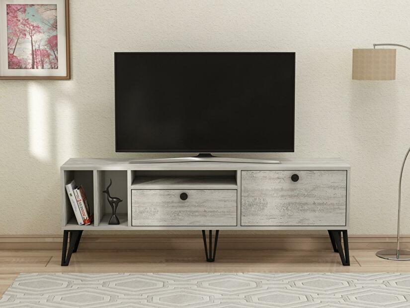  TV stolek/skříňka Dubeki 2 (šedá + bílá)