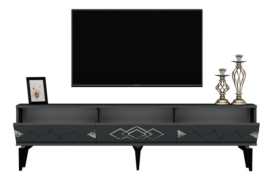  TV stolek/skříňka Vubuda (antracit + stříbrná)