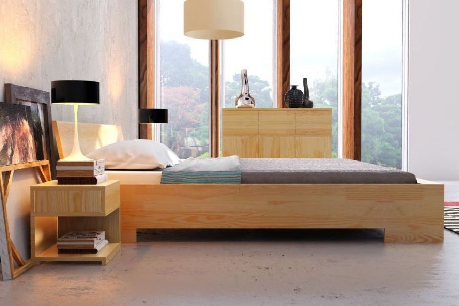 Manželská postel 200 cm Naturlig Lekanger High BC (borovice) (s roštem)