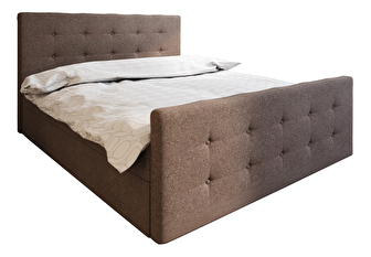 Manželská postel Boxspring 140 cm Milagros 1 (tmavě hnědá) (s matrací a úložným prostorem)