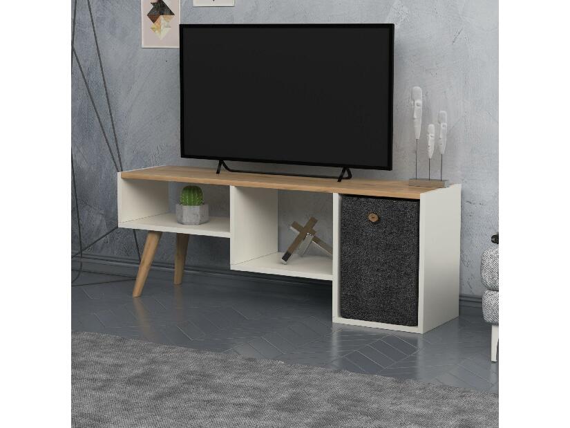  TV stolek/skříňka Timami (bílá + dub)