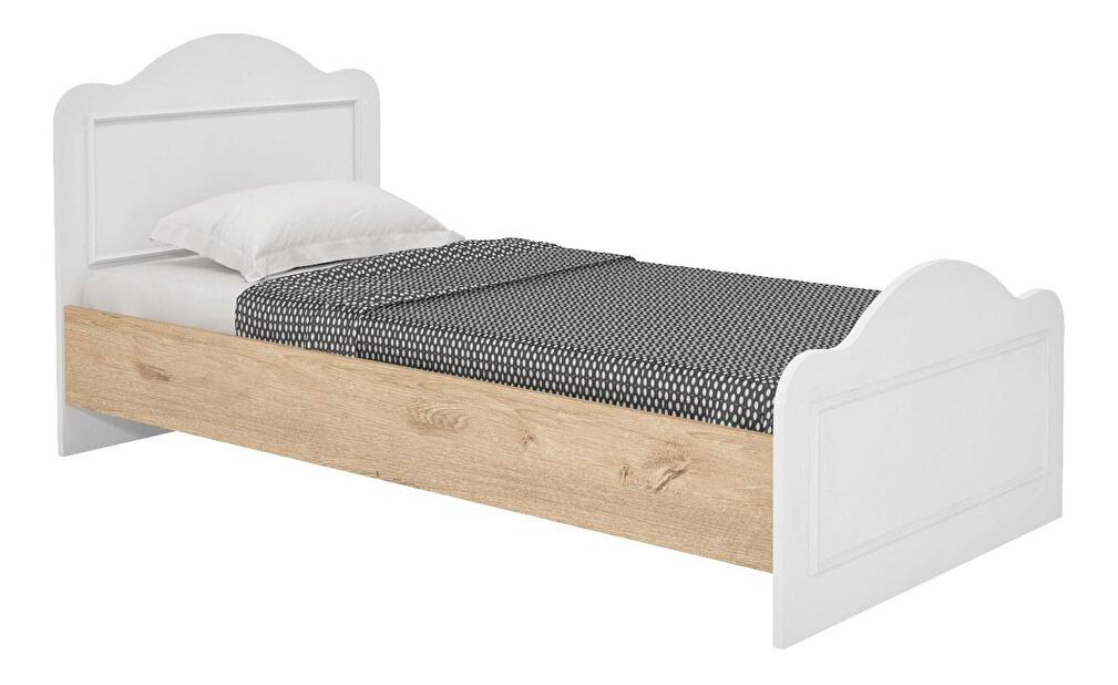 Jednolůžková postel 90 cm Lalipe (dub + bílá) (s roštem)