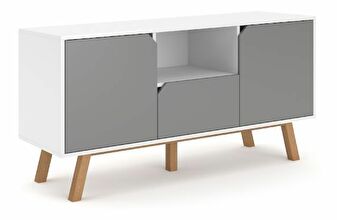 TV stolek/skříňka Tanuko (bílá + šedá)