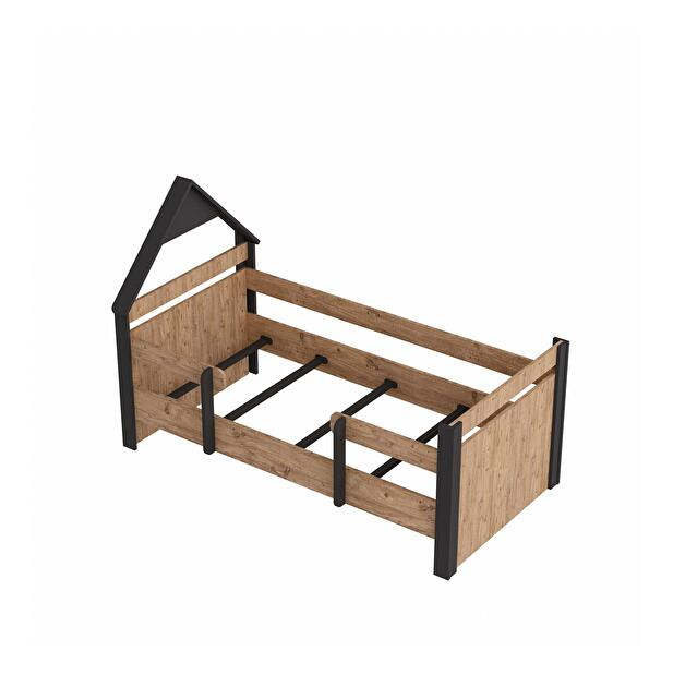 Jednolůžková postel 100 cm Nilili 5 (borovice atlantická + antracit) (s roštem)