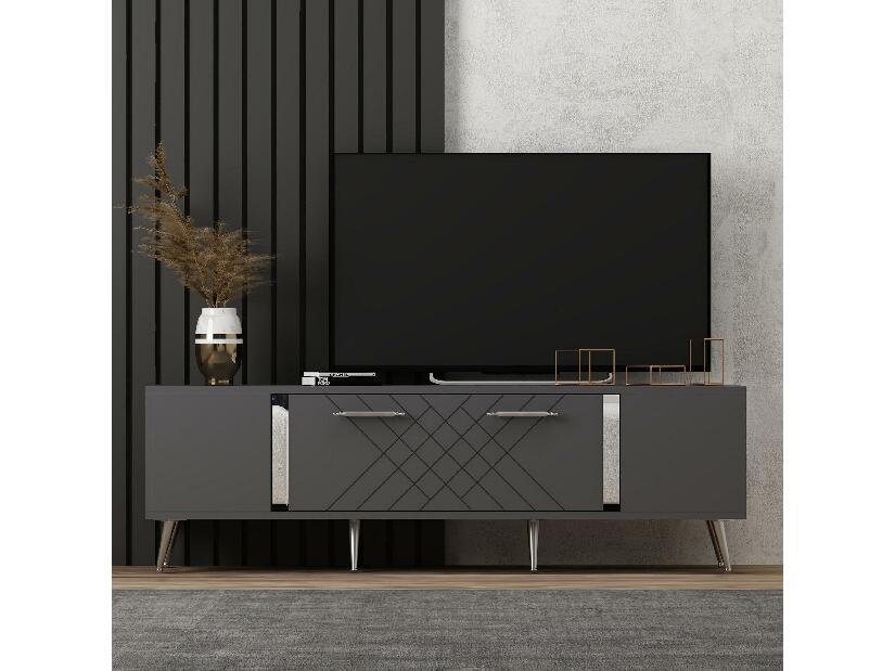  TV stolek/skříňka Tunini (antracit + stříbrná)