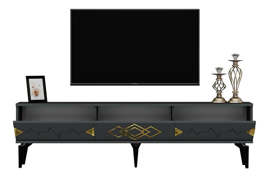  TV stolek/skříňka Vubuda (antracit + zlatá)